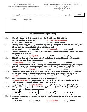 Kiểm tra định kì lần 1 môn vật lí lớp 11 thời gian 45 phút năm học 2015 2016